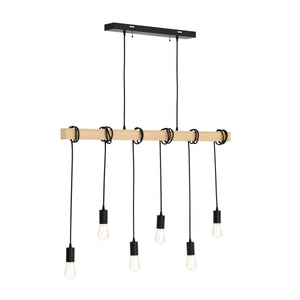 Lampada a sospensione WOODY 6 lampade nero/naturale