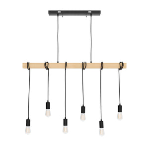 Lampada a sospensione WOODY 6 lampade nero/naturale