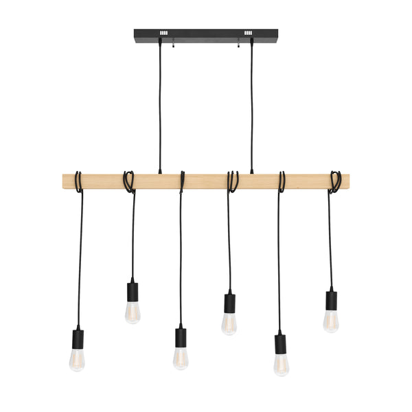 Lampada a sospensione WOODY 6 lampade nero/naturale
