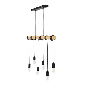 Lampada a sospensione WOODY 6 lampade nero/naturale