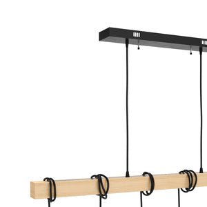Lampada a sospensione WOODY 6 lampade nero/naturale