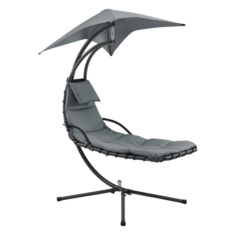 Lettino sospeso con tettuccio parasole grigio 