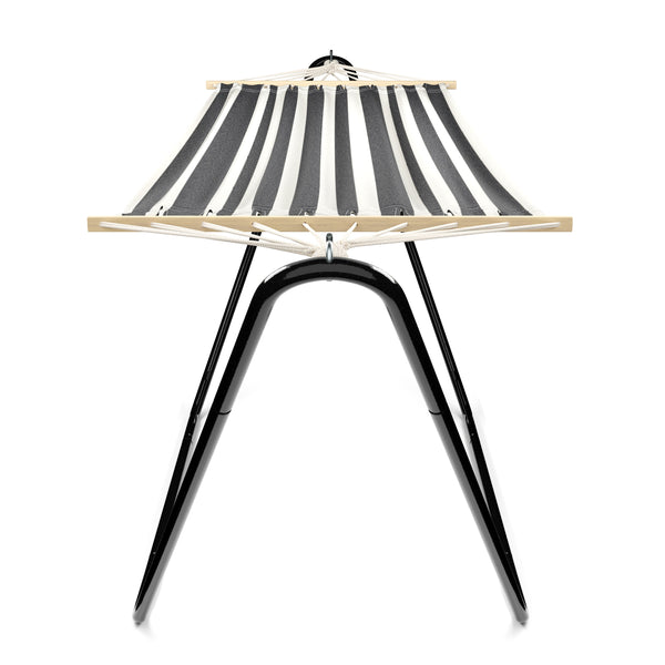 Hängematte mit Gestell 280 cm schwarz/weiss