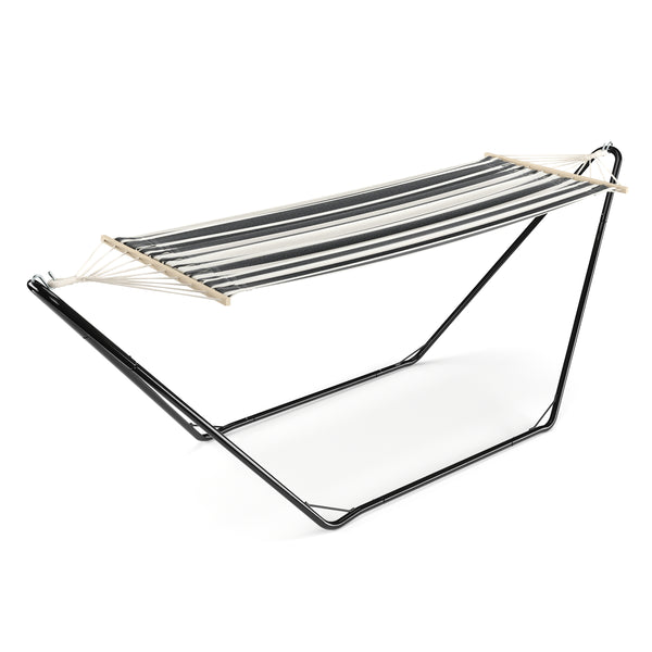 Hängematte mit Gestell 280 cm schwarz/weiss