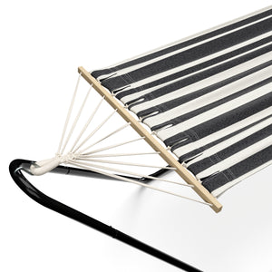 Hängematte mit Gestell 280 cm schwarz/weiss