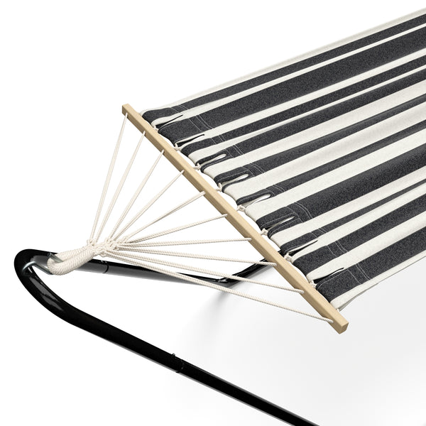 Hängematte mit Gestell 280 cm schwarz/weiss