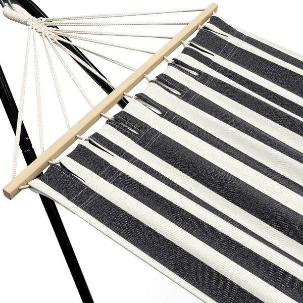 Hängematte mit Gestell 280 cm schwarz/weiss