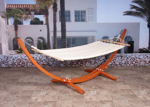 Hängematte mit Gestell FSC-zertifiziert 320cm braun, Matte creme-weiss