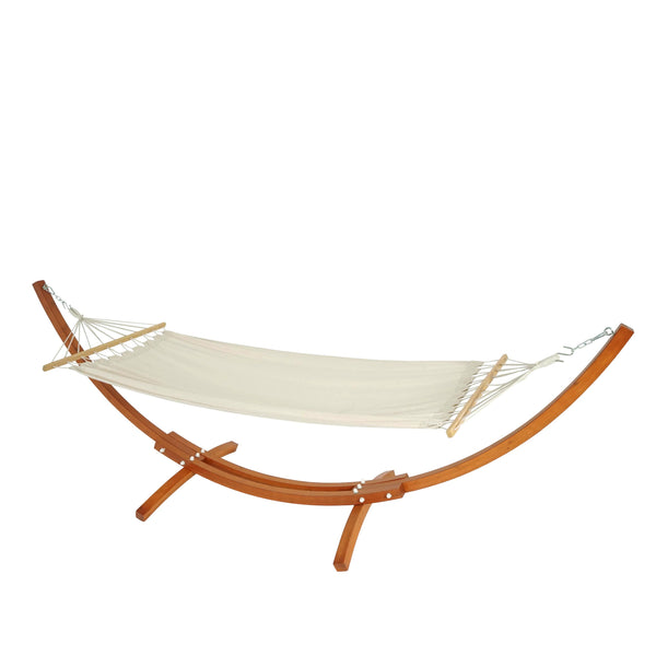 Hängematte mit Gestell FSC-zertifiziert 320cm braun, Matte creme-weiss