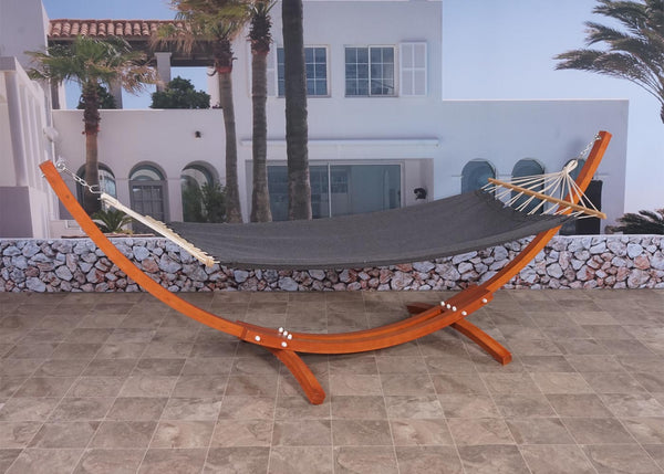 Hängematte mit Gestell FSC-zertifiziert 320cm braun, Matte grau