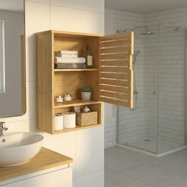 Hängeschrank Bambus SANOVA mit Ablage 40 x 20 x 60 cm natur