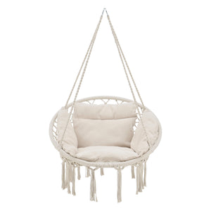 Hängesessel Kailua Max. 150 kg Indoor Outdoor mit Kissen Creme