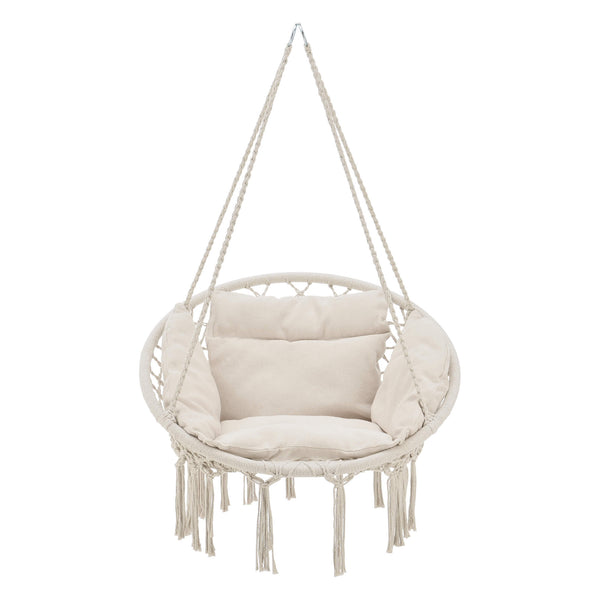 Hängesessel Kailua Max. 150 kg Indoor Outdoor mit Kissen Creme