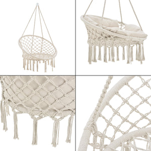 Hängesessel Kailua Max. 150 kg Indoor Outdoor mit Kissen Creme