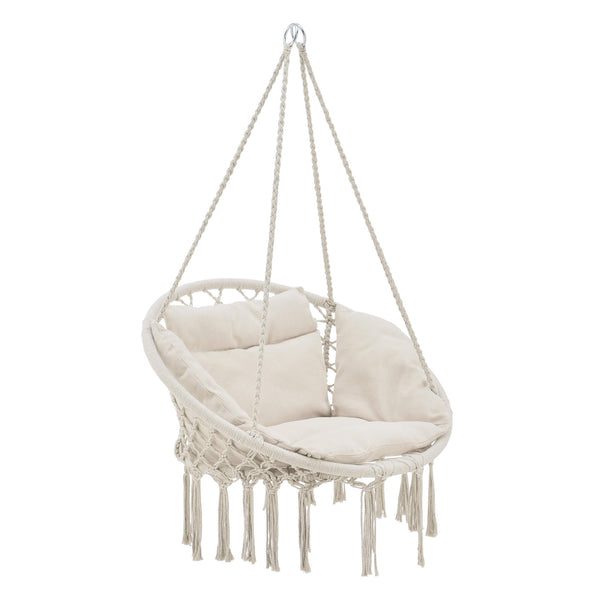 Hängesessel Kailua Max. 150 kg Indoor Outdoor mit Kissen Creme