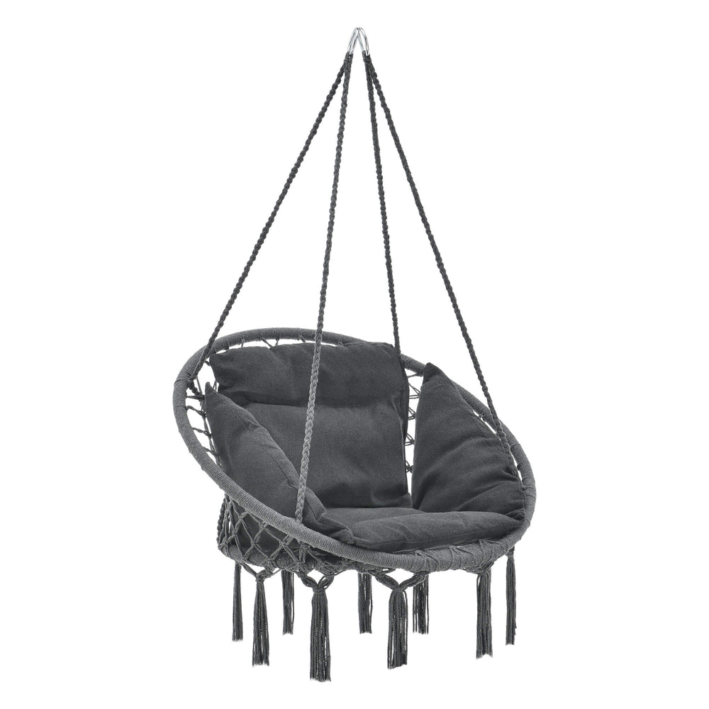 Hängesessel Kailua Max. 150 kg Indoor Outdoor mit Kissen Dunkelgrau