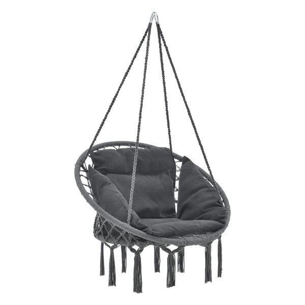 Hängesessel Kailua Max. 150 kg Indoor Outdoor mit Kissen Dunkelgrau