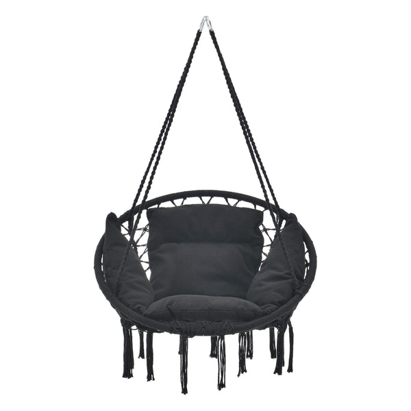 Hängesessel Kailua Max. 150 kg Indoor Outdoor mit Kissen Schwarz