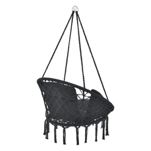 Hängesessel Kailua Max. 150 kg Indoor Outdoor mit Kissen Schwarz