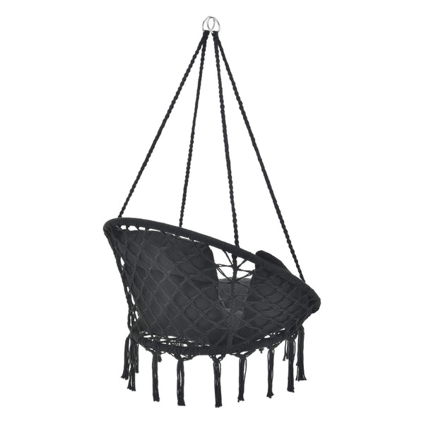Hängesessel Kailua Max. 150 kg Indoor Outdoor mit Kissen Schwarz