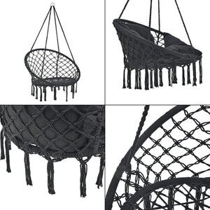Hängesessel Kailua Max. 150 kg Indoor Outdoor mit Kissen Schwarz