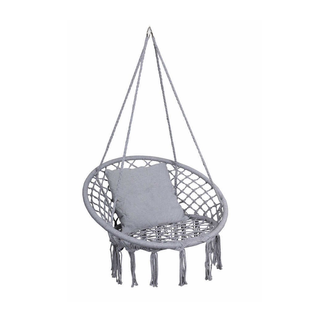 Fauteuil suspendu gris avec coussin