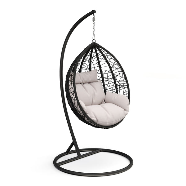 Hängesessel mit Gestell PANAMA schwarz/beige