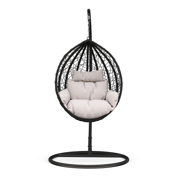 Hängesessel mit Gestell PANAMA schwarz/beige