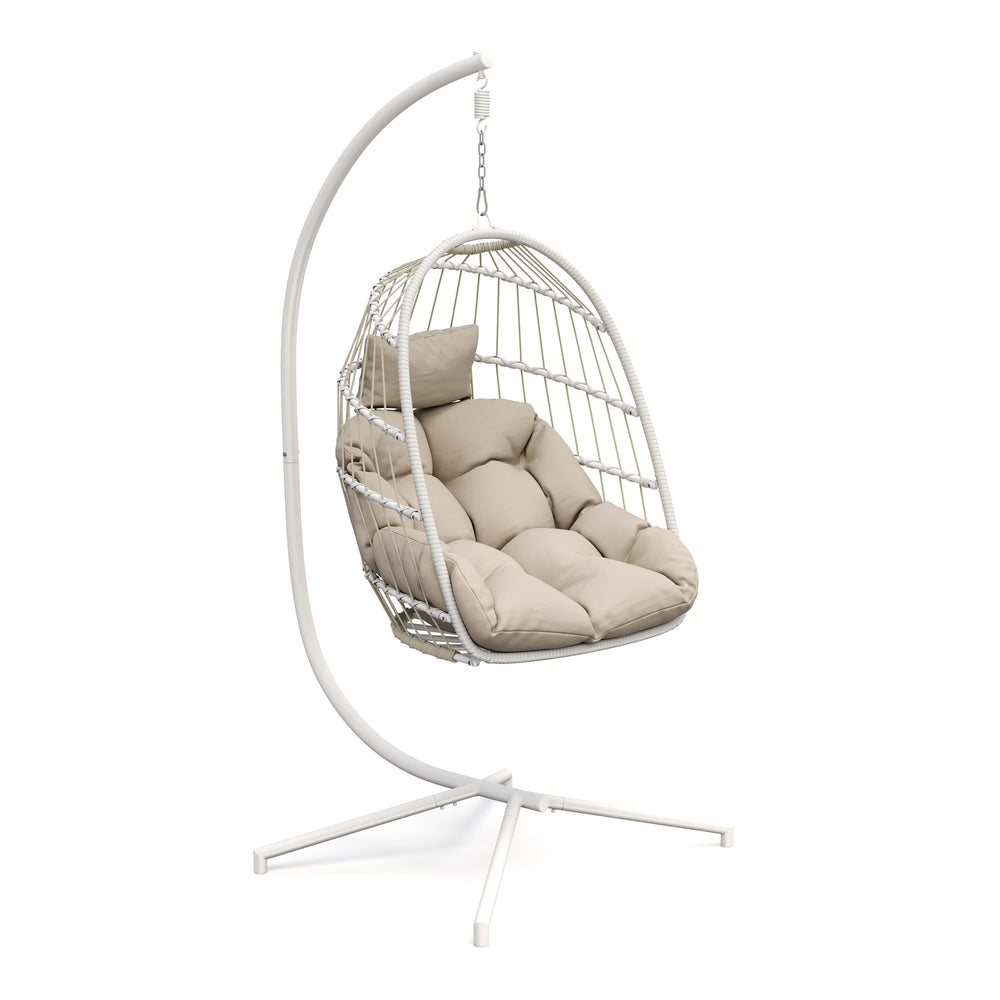 Poltrona sospesa con struttura PERU bianco/beige