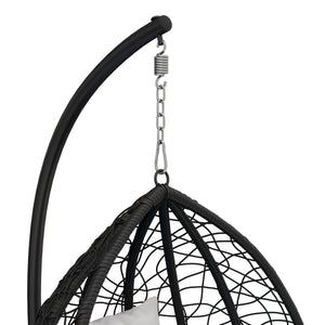 Eiersessel schwarz mit weissen Kissen