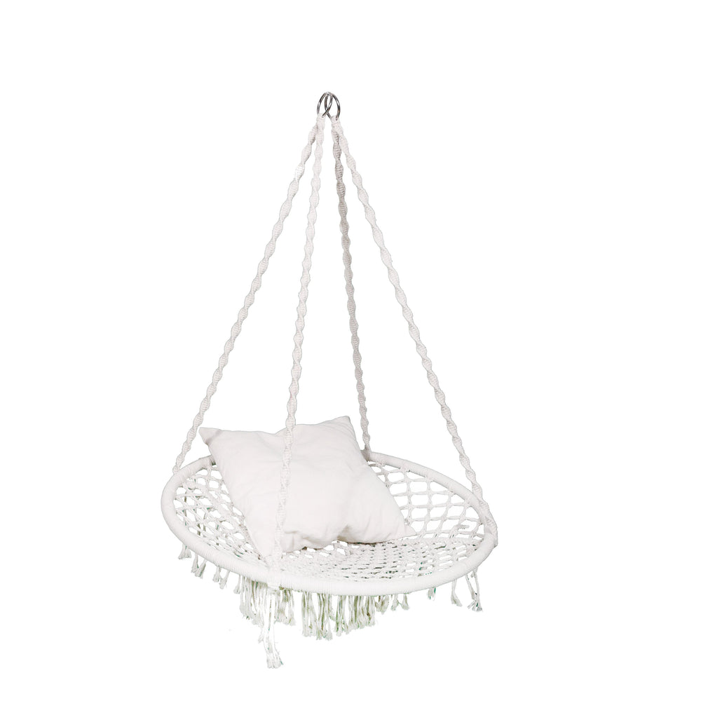 Fauteuil suspendu blanc avec coussins