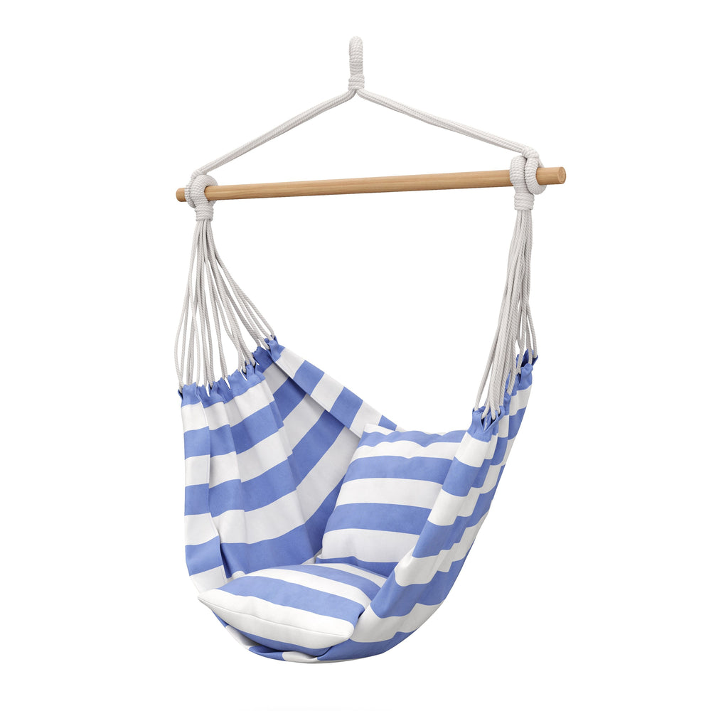 Poltrona sospesa con cuscino 180 x 125 cm blu/bianco