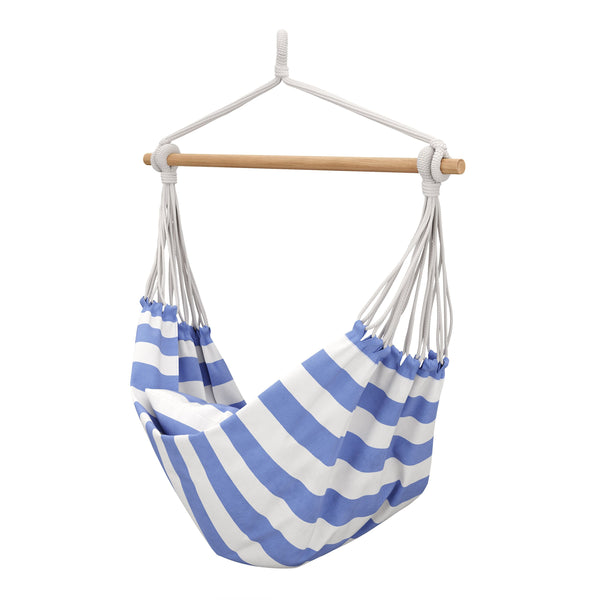 Hängesessel mit Kissen 180 x 125 cm blau/weiss