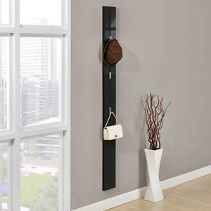 Porte-manteau mural Hansnes avec crochets pliables, 170 cm, noir brillant
