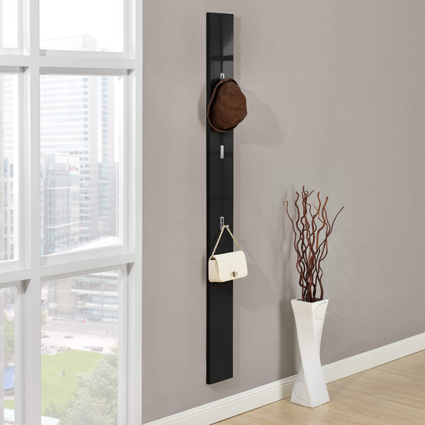 Porte-manteau mural Hansnes avec crochets pliables, 170 cm, noir brillant