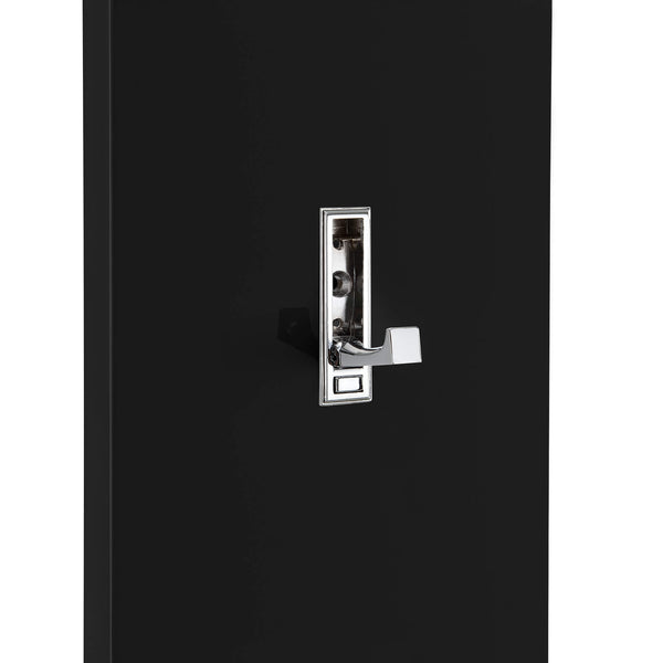 Porte-manteau mural Hansnes avec crochets pliables, 170 cm, noir brillant