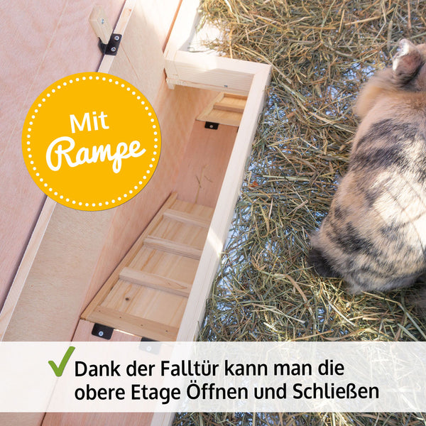 Hasenstall Kaninchenstall Knuffel mit klappbarem Gitterdach