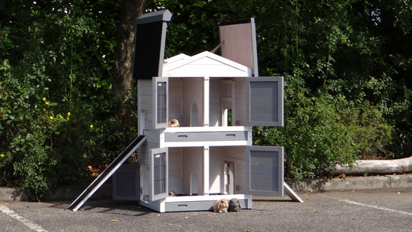Hasenstall für 2-4 Kaninchen - Kaninchenstall Double
