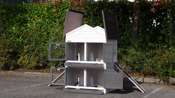 Hasenstall für 2-6 Kaninchen - Kaninchenstall Double