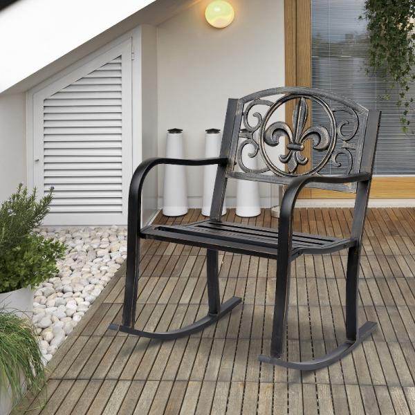 Schaukelstuhl Gartenstuhl antik Metall Bronze