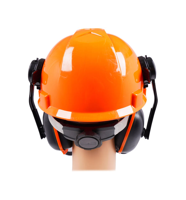 Forsthelm mit Visier und Gehörschutz orange