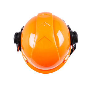 Forsthelm mit Visier und Gehörschutz orange