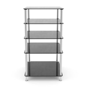Regal HiFi Glas mit 5 Ebenen 60 x 80 cm schwarz/silber