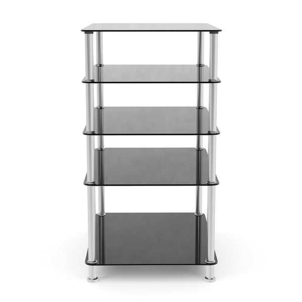 Regal HiFi Glas mit 5 Ebenen 60 x 80 cm schwarz/silber