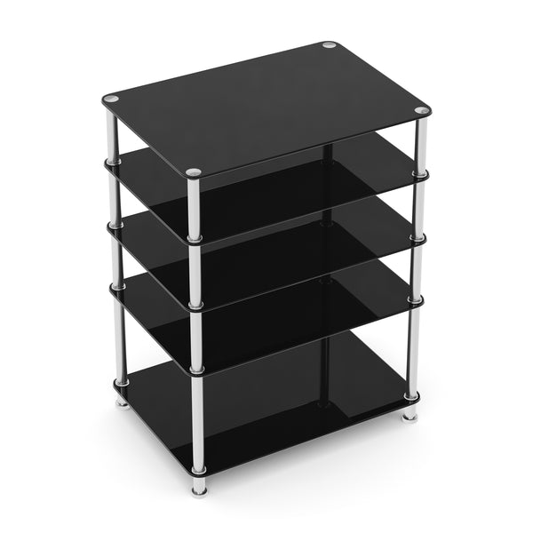 Regal HiFi Glas mit 5 Ebenen 60 x 80 cm schwarz/silber