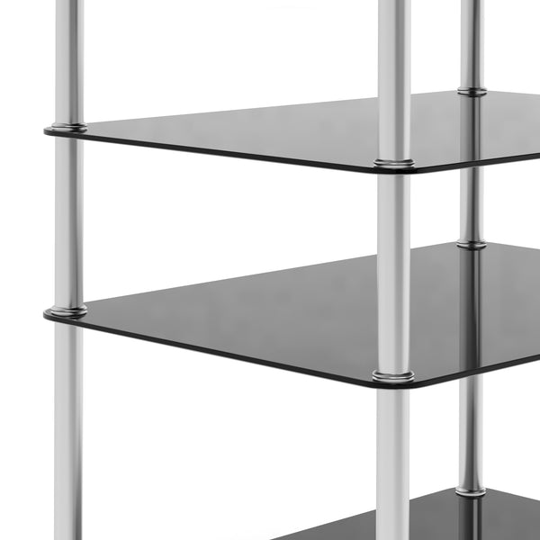 Regal HiFi Glas mit 5 Ebenen 60 x 80 cm schwarz/silber
