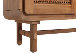 Highboard Kommode Rattan Akazie Massiv-Holz gebeizt 141x90x35cm