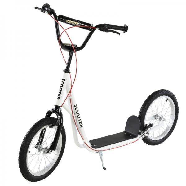 Kinderroller Scooter Tretroller Cityroller Kickscooter Kickboard mit Luftreifen Faltbar 16 Zoll Weiss