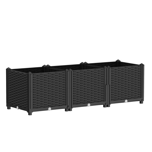 Hochbeet Rattan 120 x 40 x 38 cm schwarz