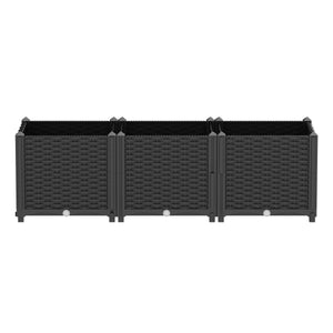 Hochbeet Rattan 120 x 40 x 38 cm schwarz
